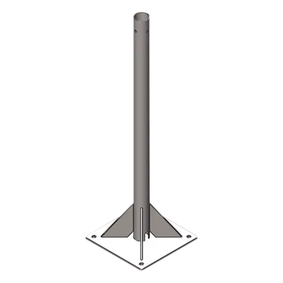 Mástil de Soporte / 3 m (9.8 ft) de Altura / Tubo 2" Cédula 30 / Acero A36 / Galvanizado por Inmersión en Caliente / Placa Base 30x30 cm / Opresor Integrado para Pararrayos