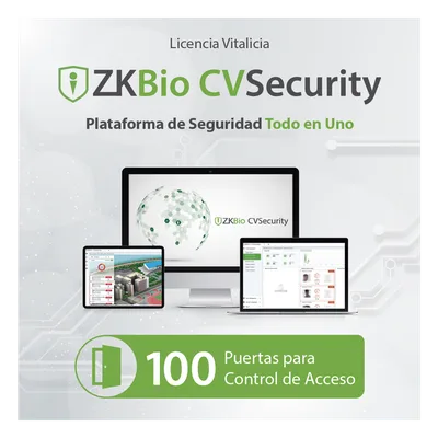 Licencia de Software / Gestión de 100 Puertas / Control de Acceso / Compatible con InBio Pro y Biométricos ZKTeco
