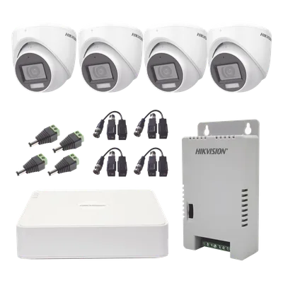 Kit de Videovigilancia TurboHD / DVR 4 Canales / 4 Cámaras Eyeball 2 Megapixel / Audio por Coaxitron / Luz Dual 20 m (65.6 ft) Blanca + 30 m (98.4 ft) IR / IP67 / Fuente de Poder Seleccionable