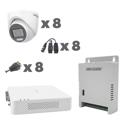 Kit TurboHD / DVR 8 Canales / 1080p / Audio Coaxitron / 8 Cámaras Eyeball / Micrófono Integrado / Luz Dual IR 30 m (98.4 ft) + Blanca 20 m (65.6 ft) / Fuente Seleccionable 12V/13.5V/15V