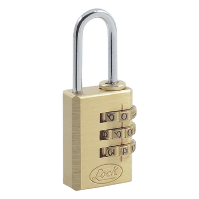 Candado de Combinación / Cuerpo Latón 20 mm / Gancho 3 mm / 3 Pasos de Seguridad / Nivel 3 / Discos Programables
