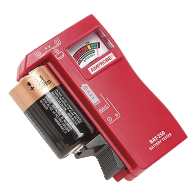 Probador de Baterías / 9 Vcc / 1.5 Vcc / AA-AAA-C-D / Aguja Analógica / Indicador por Color