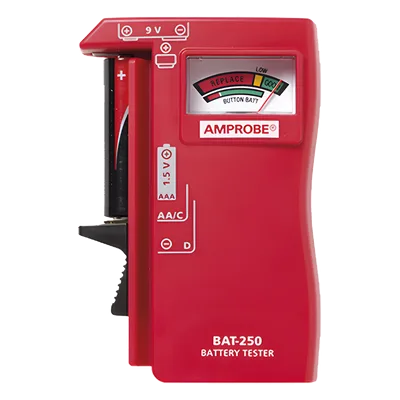Probador de Baterías / 9 Vcc / 1.5 Vcc / AA-AAA-C-D / Aguja Analógica / Indicador por Color