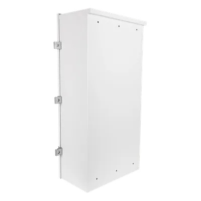 Gabinete para instalación de 3 Baterías PL110D12, Fabricado en Lámina Galvanizada, Accesorios para piso o poste (No incluidos)