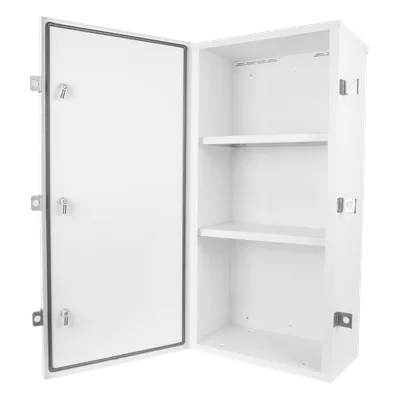 Gabinete para instalación de 3 Baterías PL110D12, Fabricado en Lámina Galvanizada, Accesorios para piso o poste (No incluidos)
