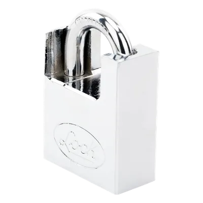 Candado de acero / Guarda anti-palanca / Cromo satinado / Doble cerrojo / 40 mm (1.57 in) / Nivel de seguridad 7 / Llave Abloy