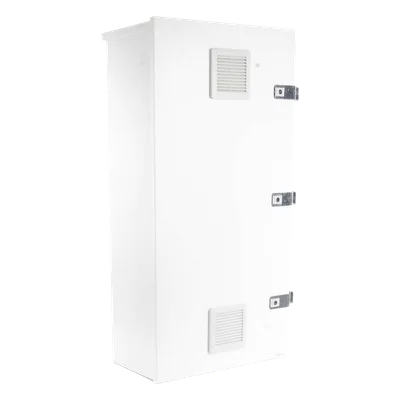 Gabinete para instalación de 3 Baterías PL110D12, Fabricado en Lámina Galvanizada, Accesorios para piso o poste (No incluidos)