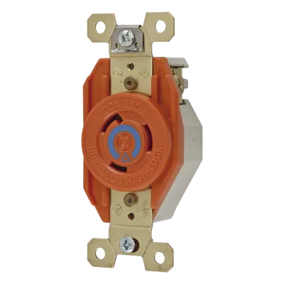 Receptáculo Sencillo de Media Vuelta / 20 A 250 V CA / 2 Polos 3 Hilos / Nema L6-20R / 3.28" x 1.70" x 1.24" (83.3 x 43.2 x 31.5 mm)