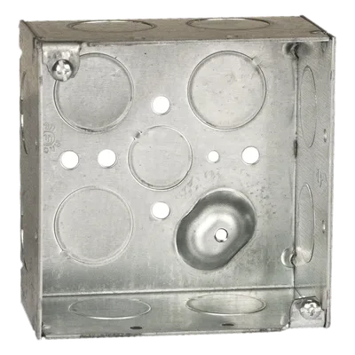 Caja Cuadrada Galvanizada / 4 x 4 in / Profundidad 2.425 in / 11 Entradas / 30.3 in³ / Resistente al Fuego