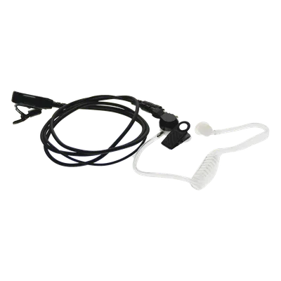 Micrófono-Audífono de Solapa / Tubo Acústico Transparente / Sensibilidad -42 dB / Bocina 112 dB / Conector 3.5 mm PTT / Operación -20°C a 70°C