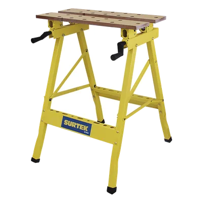 Banco de trabajo portátil / Capacidad 100 kg / Base inclinable / Acero resistente / 60.5 cm ancho / 1.98 ft altura