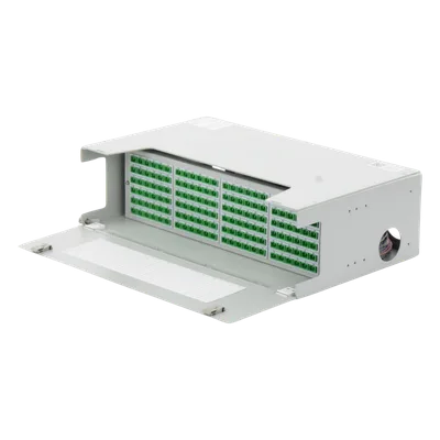 Distribuidor de Fibra Óptica / 144 Empalmes / 144 Acopladores SC/APC / 144 Pigtails SC/APC / 19" / 3 UR / 12.8" Profundidad