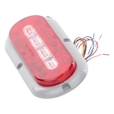 Luz LED Ovalada Trasera / 18 LED / Rojo/Blanco/Ámbar / 7.5 Pulgadas / 69 Patrones de Destello / IP67 / 12-24 V / Perfil Bajo