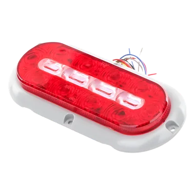 Luz LED Ovalada Trasera / 18 LED / Rojo/Blanco/Ámbar / 7.5 Pulgadas / 69 Patrones de Destello / IP67 / 12-24 V / Perfil Bajo