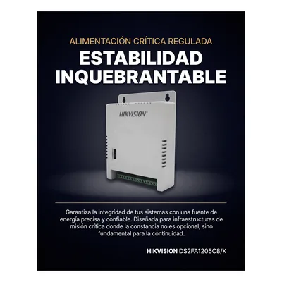 Fuente de Poder Regulada / 8 Salidas / 1 Amp por Salida / Voltaje Ajustable 12/13.5/15 VCC / Entrada 90-130 VCA / Filtro de Ruido para 4K