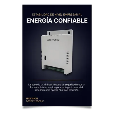 Fuente de Poder Regulada / 8 Salidas / 1 Amp por Salida / Voltaje Ajustable 12/13.5/15 VCC / Entrada 90-130 VCA / Filtro de Ruido para 4K