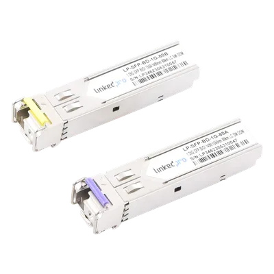 Transceptor Óptico SFP Bidireccional / Monomodo 1490/1550 nm / 1.25 Gbps / Alcance 80 km (262.5 ft) / LC/UPC Simplex / DDM / Hot-Pluggable / 2 Piezas