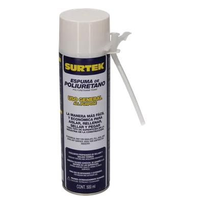 Espuma de Poliuretano / Capacidad 500 ml / Válvula de una sola aplicación / Tubo de extensión incluido