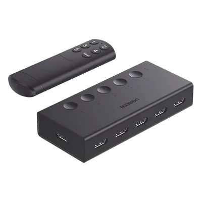 Conmutador HDMI / 5 Entradas 1 Salida / 4K@60Hz / HDMI 2.0 / 18Gbps / IR 10m (32.81 pies) / USB-C