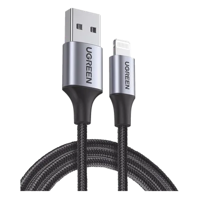 Cable USB-A a Lightning / 1 m (3.28 ft) / Certificado MFi / Carga 5V/2.4A / 480 Mbps / Conector C94 / Nylon Trenzado / Aluminio