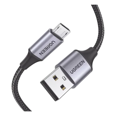 Cable USB-A a Micro USB / 1 Metro (3.28 Pies) / Carga Rápida 18W / QC 3.0/2.0 / Transferencia 480 Mbps / Nylon Trenzado / Aluminio