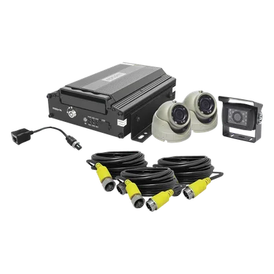 Kit DVR Móvil para Vehículo / 4 Canales AHD / 2 Megapixel / H.265 / 4G GPS WiFi / 3 Cámaras / Cables Aviación 7 m (23 ft)
