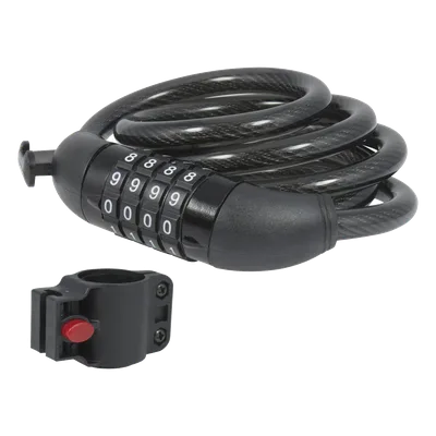Candado de Cable con Combinación / 4 Pines / 10,000 Códigos / Cable 120 cm (3.9 ft) / Nivel de Seguridad 3 / Acero Trenzado con PVC