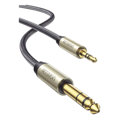 Cable Audio Estéreo / 3.5mm TRS a 6.35mm TS / 1 m (3.3 ft) / Cobre Chapado en Plata / Trenza de Nylon / Conectores Oro 24K