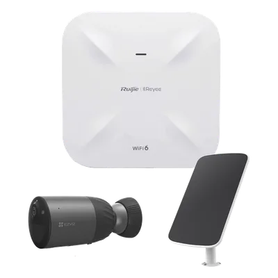 Kit de Vigilancia Wi-Fi 6E / Access Point 1.775 Gbps / Cámara de Batería / Panel Solar 23.5% / IR 30 m (98.4 ft) / IP66