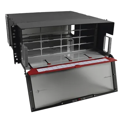 Distribuidor de Fibra Óptica de Alta Densidad / 4 UR / 16 Placas Plug and Play / Hasta 384 Fibras / Rack 19" (48.26 cm)