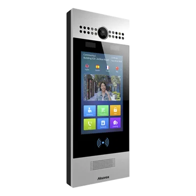 Videoportero IP / Pantalla Táctil 7" / Reconocimiento Facial / Dual Cámara 2MP / IP65 / IK06 / PoE / SIP / ONVIF / Android / QR y PIN / RFID 125kHz/13.56MHz / Bluetooth