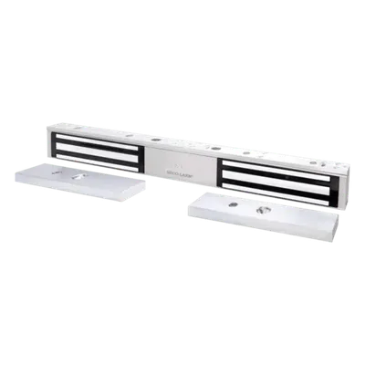 Chapa Magnética Doble / 600 lb (272 kg) por Puerta / 12/24 VDC Seleccionable / LED Bicolor / UL / Libre de Magnetismo Residual