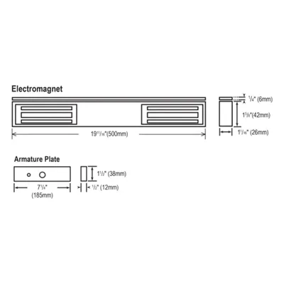 Chapa Magnética Doble / 600 lb (272 kg) por Puerta / 12/24 VDC Seleccionable / LED Bicolor / UL / Libre de Magnetismo Residual