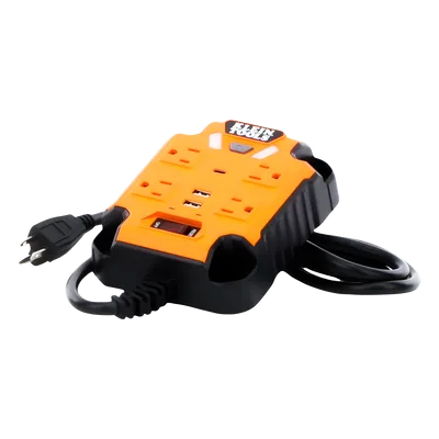 Multicontacto Industrial / 4 Salidas 120 Vca / 2 USB-A y 1 USB-C / Luces LED Integradas / Soporte Magnético / Cable 5' (1.5 m)