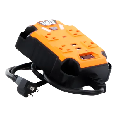 Multicontacto Industrial / 4 Salidas 120 Vca / 2 USB-A y 1 USB-C / Luces LED Integradas / Soporte Magnético / Cable 5' (1.5 m)