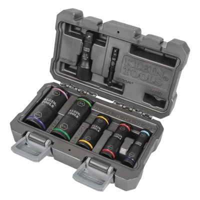 Juego de Dados de Impacto / 7 Piezas / 10 Tamaños Combinados / 3/8 a 15/16'' / Adaptadores 1/4'' y 1/2''
