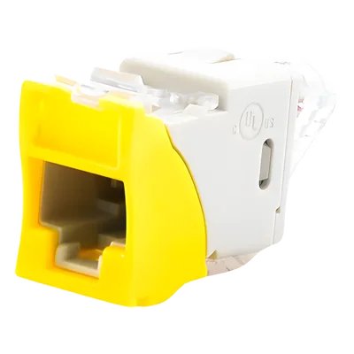 Jack RJ45 Cat5e / UTP / Montaje Híbrido Plano o Angulado / Terminación 110 / Amarillo