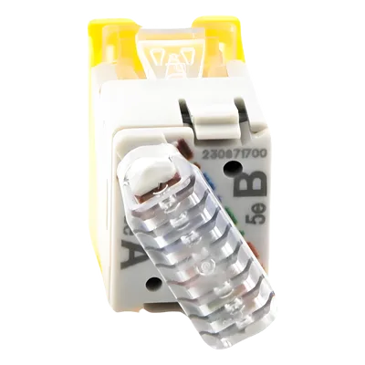 Jack RJ45 Cat5e / UTP / Montaje Híbrido Plano o Angulado / Terminación 110 / Amarillo