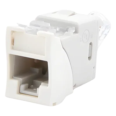Jack Cat6 / UTP / Montaje Híbrido Plano-Angulado / 1 Puerto / Terminación 110 / Blanco / -10°C a 60°C / 22-24 AWG