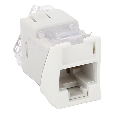 Jack Cat6 / UTP / Montaje Híbrido Plano-Angulado / 1 Puerto / Terminación 110 / Blanco / -10°C a 60°C / 22-24 AWG