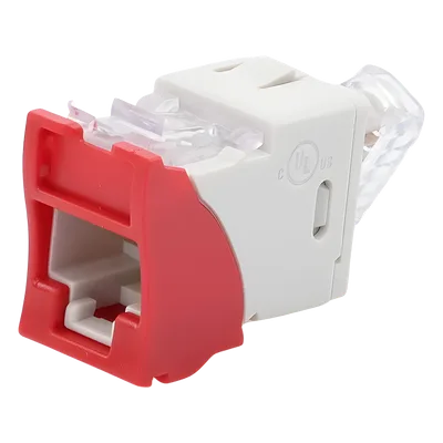 Jack Cat6 / UTP / Montaje Híbrido Plano-Angulado / Rojo / Punch Down 110