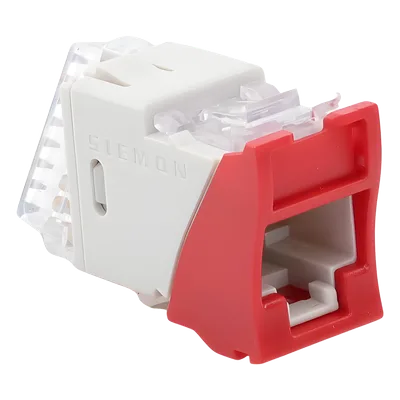 Jack Cat6 / UTP / Montaje Híbrido Plano-Angulado / Rojo / Punch Down 110