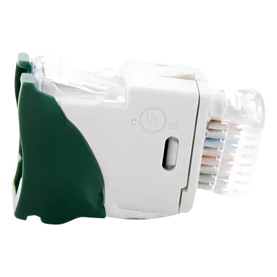Jack / Cat6A UTP / Montaje Híbrido Plano-Angulado / Verde / Punch-Down 110 / RJ45
