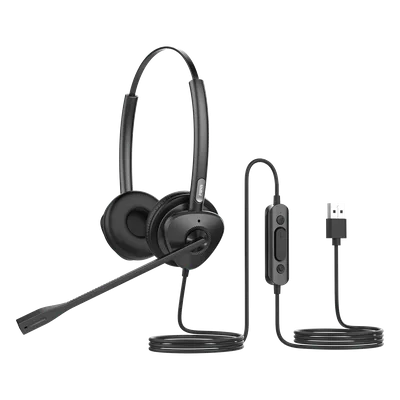Diadema USB / Binaural / Cancelación de Ruido ENC / Audio HD / Micrófono Dual / Plug & Play