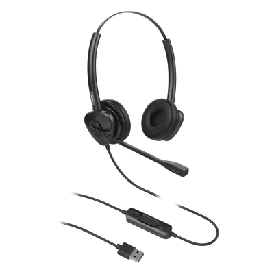 Diadema USB / Binaural / Cancelación de Ruido ENC / Audio HD / Micrófono Dual / Plug & Play