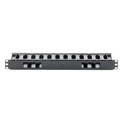 Organizador de Cables Horizontal / 1U / Rack 19" / Plástico ABS Resistente / Pintura Electrostática Negra