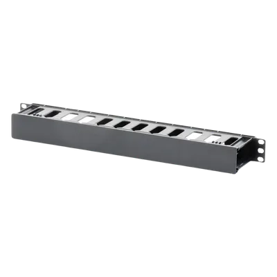 Organizador de Cables Horizontal / 1U / Rack 19" / Plástico ABS Resistente / Pintura Electrostática Negra