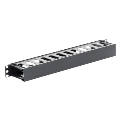 Organizador de Cables Horizontal / 1U / Rack 19" / Plástico ABS Resistente / Pintura Electrostática Negra