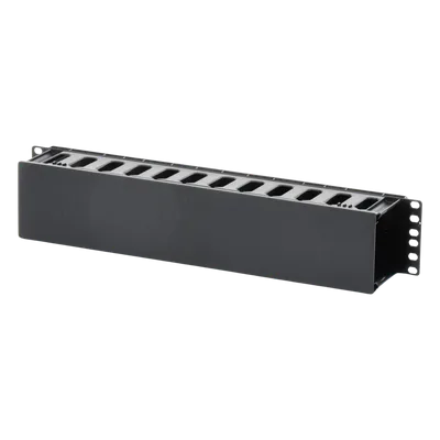 Organizador de Cables Horizontal / 2U / Rack 19" / Polímero ABS Resistente / Pintura Electrostática Negra
