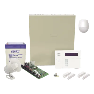 Panel de Alarma / 8 Zonas Cableadas / 40 Zonas Inalámbricas / Teclado Alfanumérico con Receptor RF / Sirena 15 W / Batería 12V 4.5Ah